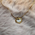 White Heart Gold Pendant Necklace