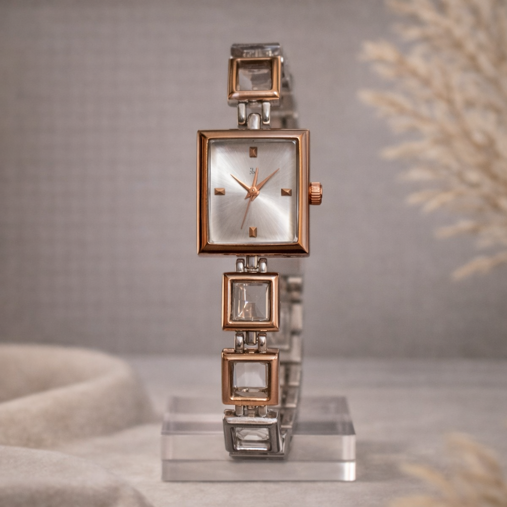 Rose Gold Square Dial Watch