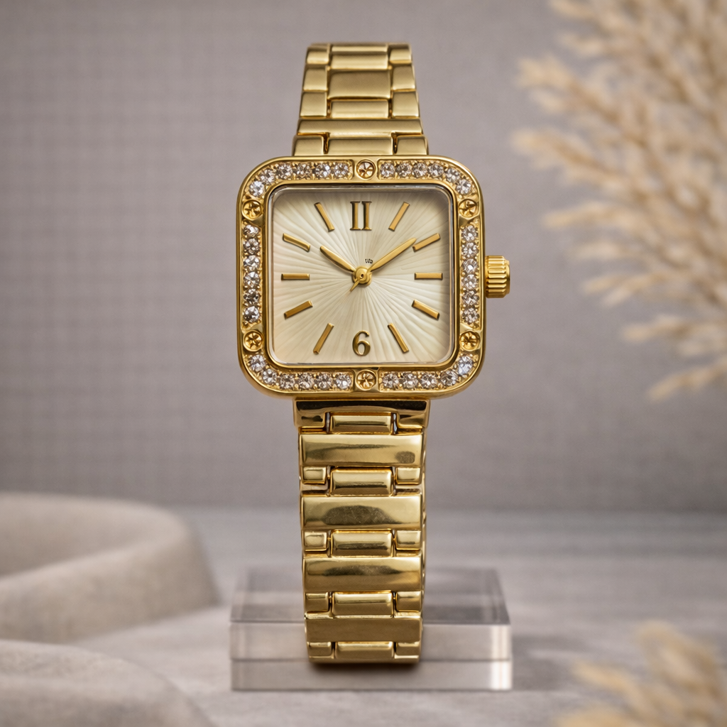 Premium Crystal Square Dial Watch