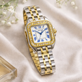 Cartier - Two Tone Crystal Square Watch