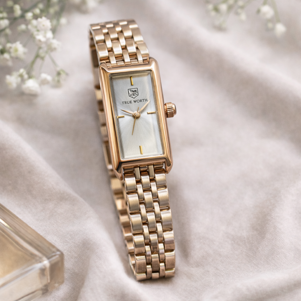 Rose Gold Rectangle Watch