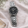 Moonston - Silver & Black Watch