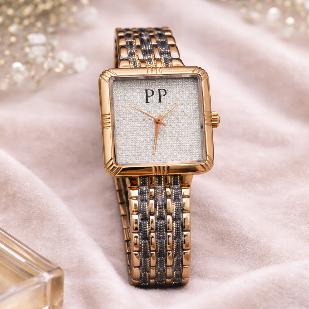 Rose Gold Square Dial Watch