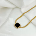 Black Square Pendant Necklace