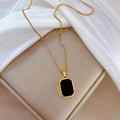 Black Octagon Gold Pendant Necklace